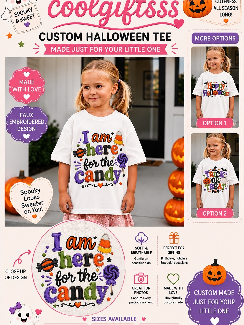 "Trick or Treat" Kids Halloween Costume Tee pick 1 -12 months to size 10 New